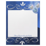 Blue and Silver Ornaments on a Blue Letterhead