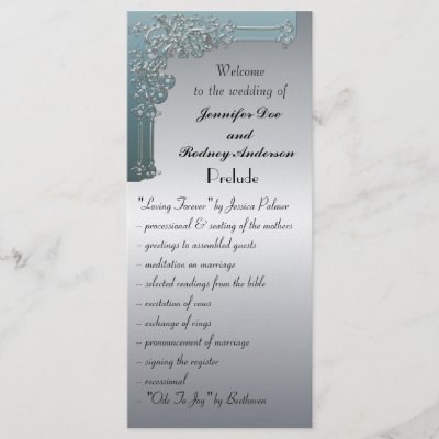 Blue and Silver Wedding Program Rack Card