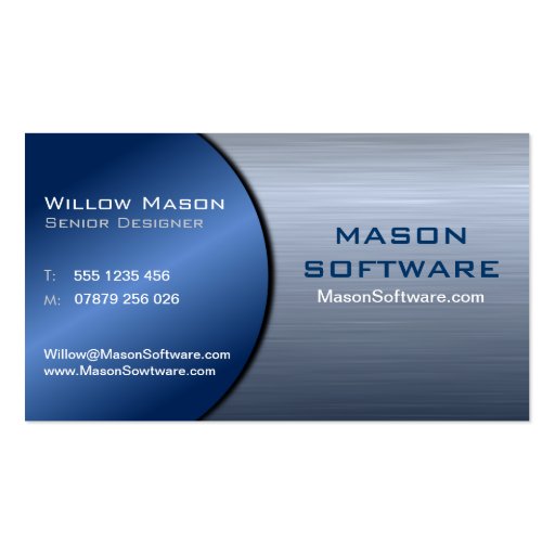 Blue and Steel Folded Technology Business Card 2 (front side)