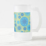 Blue and Turquoise Hippy Flower Glass Mug