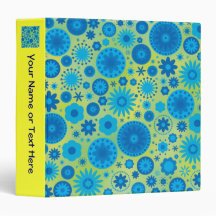 Blue and Turquoise Hippy Flower Pattern Binders