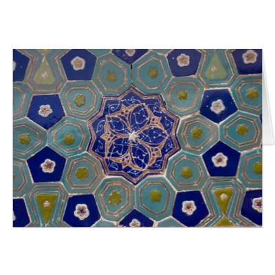 Blue and Turquoise Maiolica Tiles Card by SabineSt