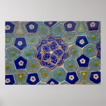 Blue and Turquoise Maiolica Tiles Poster