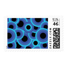 Blue and turquoise psychedelic circles stamp