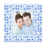 Blue and White 1950s Retro Photo Frame Gallery Wrap Canvas