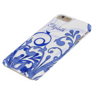 Blue and White Abstract Floral Barely There iPhone 6 Plus Case