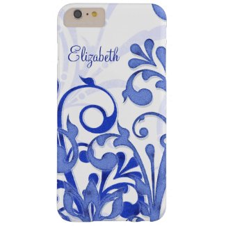 Blue and White Abstract Floral Barely There iPhone 6 Plus Case