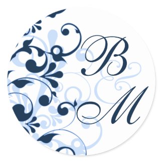 Blue and White Abstract Floral Envelope Seal sticker