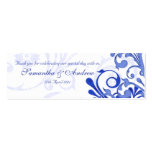 Blue and White Abstract Floral Favour Tags Business Card Template
