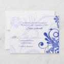 Blue and White Abstract Floral Wedding Reply Card
