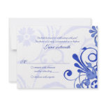 Blue and White Abstract Floral Response Card Announcements