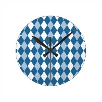 Blue and White Argyle Wall Clock