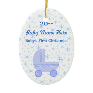 Blue and white. Baby&#39;s First Christmas Christmas Ornaments