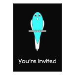 Blue and White Bird. Parakeet. Black. Personalized Announcement