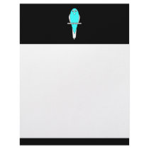 Blue and White Bird. Parakeet. Black. Letterhead Template