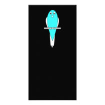 Blue and White Bird. Parakeet. Black. Custom Photo Card