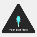 Blue and White Bird. Parakeet. Black. Triangle Stickers