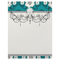 blue and white boho chic flower damask pattern letterhead template