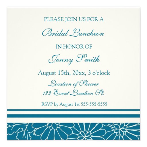 Blue and White Bridal Luncheon Invitation Cards