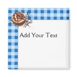 Blue and White Checked Plaid Dessert Magnets