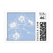 Blue and White cherry blossoms postage by twunschl Blue and White cherry blossoms postage