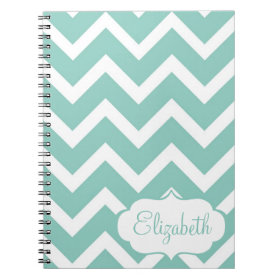 Blue and White Chevron Personalized Notebook
