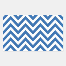 Blue and White Chevron zigzag Pattern Rectangle Sticker