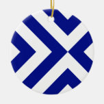 Blue and White Chevrons Christmas Ornament