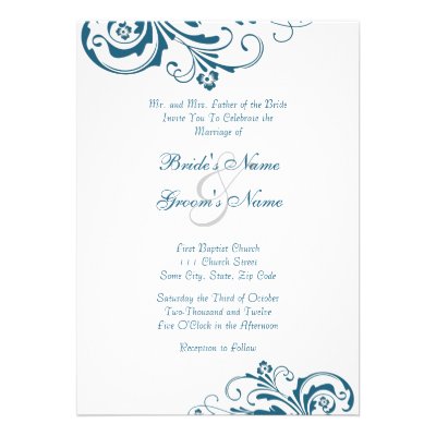 Blue and White Chic Wedding Invitation
