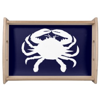 Blue and White Crab Shape Serving Tray