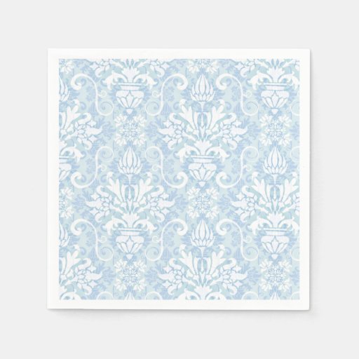 Blue and White Damask Paper Napkin Zazzle