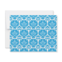 Blue and White Damask Pattern Personalized Invitations