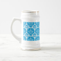 Blue and White Damask Pattern Mugs