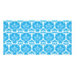 Blue and White Damask Pattern Custom Photo Card