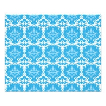 Blue and White Damask Pattern Photo Print