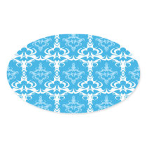 Blue and White Damask Pattern Sticker