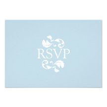 Blue and White Damask Photo Wedding RSVP Personalized Invitation