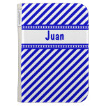 Blue and White Diagonal Stripes Kindle Keyboard Covers