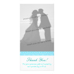 Blue and White Fancy Damask Patterned Thank You Picture Card