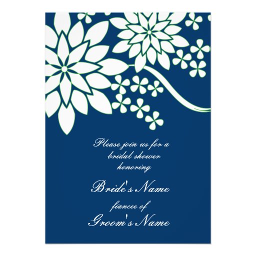 Blue and White Floral Bridal Shower Invitation