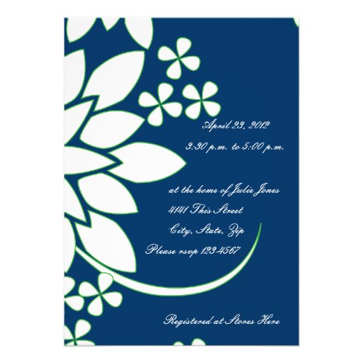 Blue and White Floral Bridal Shower Invitation