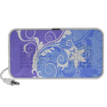Blue and White Floral Grunge Travelling Speaker