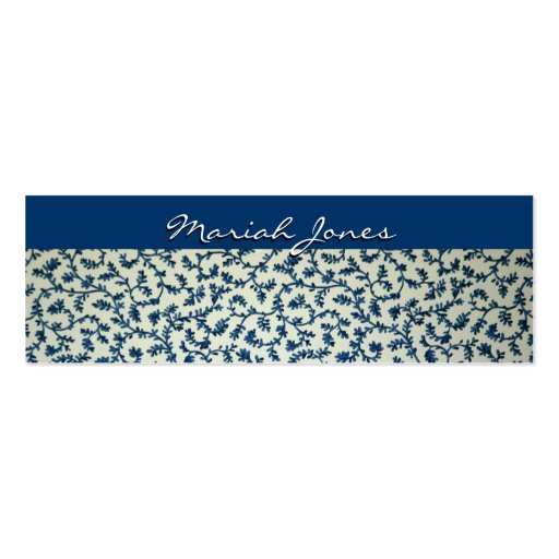Blue and White Floral Skinny Profile Business Card