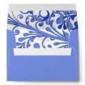 Blue and White Floral Wedding A-7 Return Address Envelopes for Invitations