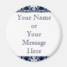 Blue and White Flourish Design Customizable Refrigerator Magnet