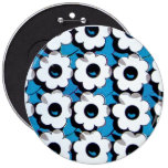 Blue and White Flower Button Pin