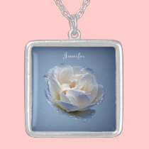 Blue and White Flower Necklace necklaces
