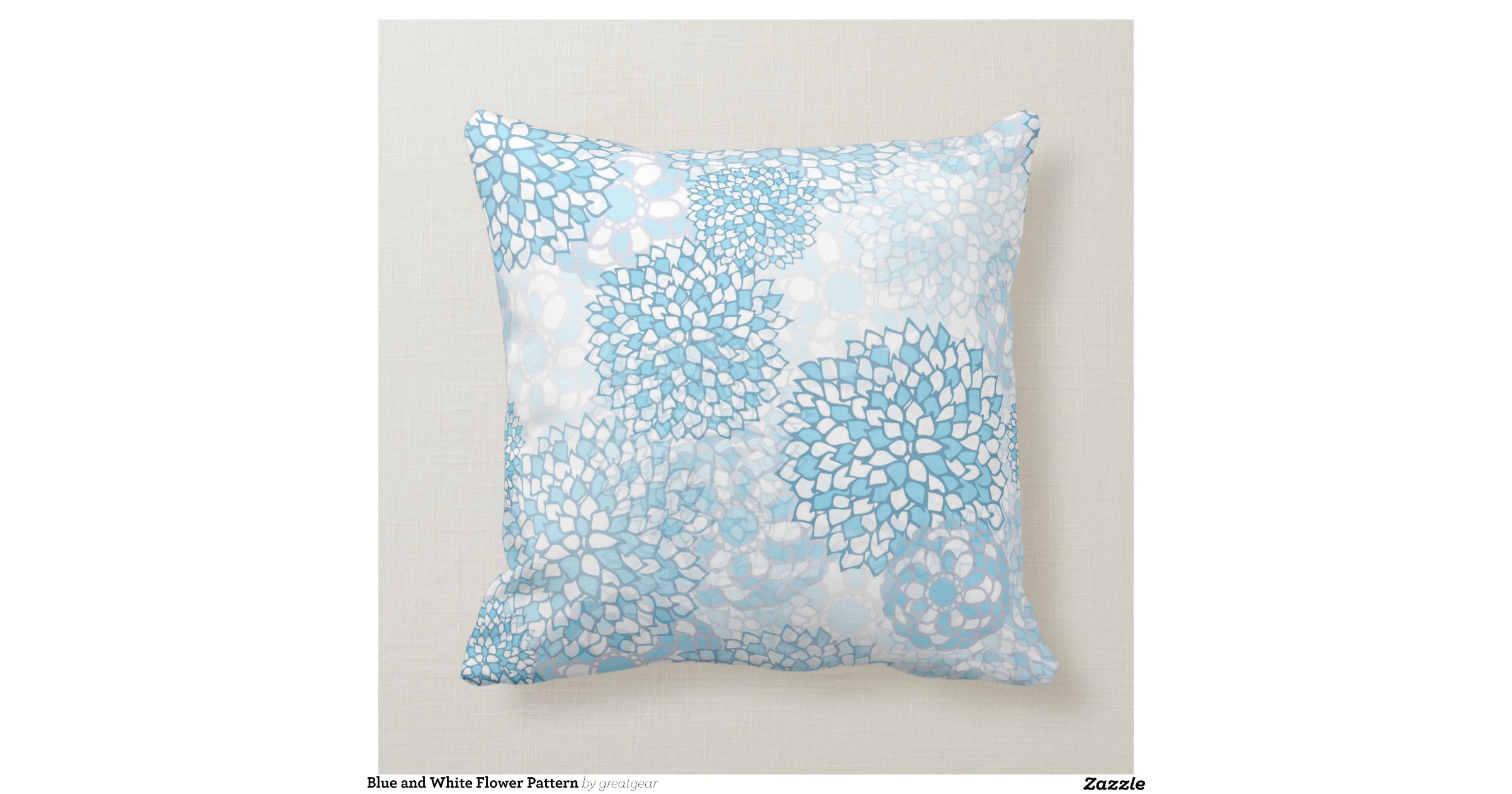 Blue and White Flower Pattern Throw Pillows Zazzle