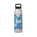Blue and White Flowers. Floral Pattern. Drinking Bottle