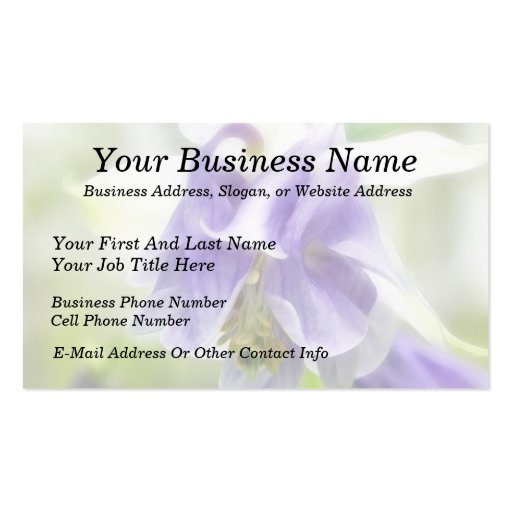 Blue And White Frilly Columbine Business Card